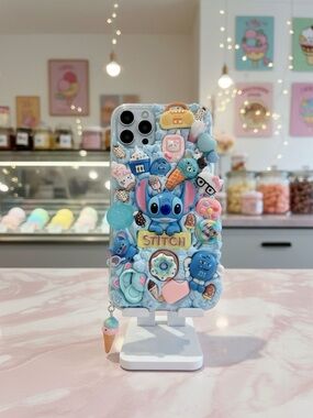 Handmade Phone case Stitch Themed Blue